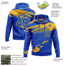Загрузить изображение в средство просмотра галереи, Custom Stitched Thunder Blue Gold 3D Pattern Design Torn Paper Style Sports Pullover Sweatshirt Hoodie