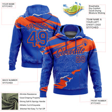 Загрузить изображение в средство просмотра галереи, Custom Stitched Thunder Blue Orange 3D Pattern Design Torn Paper Style Sports Pullover Sweatshirt Hoodie