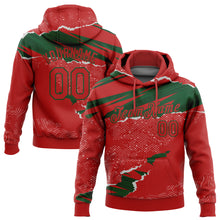 Charger l'image dans la galerie, Custom Stitched Red Green 3D Pattern Design Torn Paper Style Sports Pullover Sweatshirt Hoodie