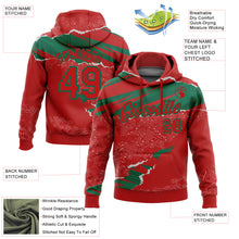 Laden Sie das Bild in den Galerie-Viewer, Custom Stitched Red Kelly Green 3D Pattern Design Torn Paper Style Sports Pullover Sweatshirt Hoodie