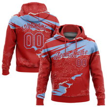 Charger l'image dans la galerie, Custom Stitched Red Light Blue 3D Pattern Design Torn Paper Style Sports Pullover Sweatshirt Hoodie