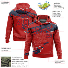 Laden Sie das Bild in den Galerie-Viewer, Custom Stitched Red Navy 3D Pattern Design Torn Paper Style Sports Pullover Sweatshirt Hoodie