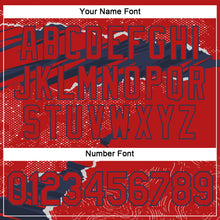 Laden Sie das Bild in den Galerie-Viewer, Custom Stitched Red Navy 3D Pattern Design Torn Paper Style Sports Pullover Sweatshirt Hoodie