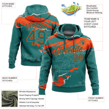 Laden Sie das Bild in den Galerie-Viewer, Custom Stitched Teal Orange 3D Pattern Design Torn Paper Style Sports Pullover Sweatshirt Hoodie