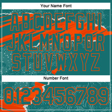 Laden Sie das Bild in den Galerie-Viewer, Custom Stitched Teal Orange 3D Pattern Design Torn Paper Style Sports Pullover Sweatshirt Hoodie