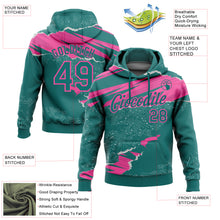 Charger l'image dans la galerie, Custom Stitched Teal Pink 3D Pattern Design Torn Paper Style Sports Pullover Sweatshirt Hoodie