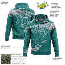 Laden Sie das Bild in den Galerie-Viewer, Custom Stitched Teal Gray 3D Pattern Design Torn Paper Style Sports Pullover Sweatshirt Hoodie