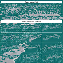 Laden Sie das Bild in den Galerie-Viewer, Custom Stitched Teal Gray 3D Pattern Design Torn Paper Style Sports Pullover Sweatshirt Hoodie