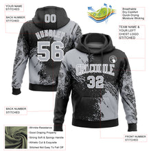 Laden Sie das Bild in den Galerie-Viewer, Custom Stitched Black Gray-White 3D Pattern Design Abstract Brush Stroke Sports Pullover Sweatshirt Hoodie
