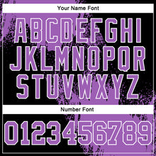 Laden Sie das Bild in den Galerie-Viewer, Custom Stitched Black Medium Purple-White 3D Pattern Design Abstract Brush Stroke Sports Pullover Sweatshirt Hoodie