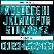 Laden Sie das Bild in den Galerie-Viewer, Custom Stitched Black Teal-White 3D Pattern Design Abstract Brush Stroke Sports Pullover Sweatshirt Hoodie