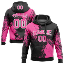 Laden Sie das Bild in den Galerie-Viewer, Custom Stitched Black Pink-White 3D Pattern Design Abstract Brush Stroke Sports Pullover Sweatshirt Hoodie