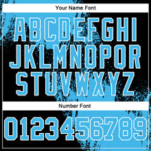 Laden Sie das Bild in den Galerie-Viewer, Custom Stitched Black Sky Blue-White 3D Pattern Design Abstract Brush Stroke Sports Pullover Sweatshirt Hoodie