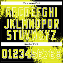 Laden Sie das Bild in den Galerie-Viewer, Custom Stitched Black Neon Yellow-White 3D Pattern Design Abstract Brush Stroke Sports Pullover Sweatshirt Hoodie