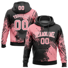 Laden Sie das Bild in den Galerie-Viewer, Custom Stitched Black Medium Pink-White 3D Pattern Design Abstract Brush Stroke Sports Pullover Sweatshirt Hoodie