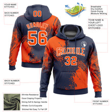 Laden Sie das Bild in den Galerie-Viewer, Custom Stitched Navy Orange-White 3D Pattern Design Abstract Brush Stroke Sports Pullover Sweatshirt Hoodie