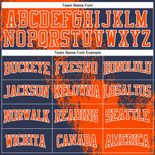 Laden Sie das Bild in den Galerie-Viewer, Custom Stitched Navy Orange-White 3D Pattern Design Abstract Brush Stroke Sports Pullover Sweatshirt Hoodie