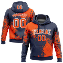 Laden Sie das Bild in den Galerie-Viewer, Custom Stitched Navy Orange-White 3D Pattern Design Abstract Brush Stroke Sports Pullover Sweatshirt Hoodie