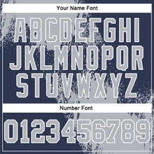 Laden Sie das Bild in den Galerie-Viewer, Custom Stitched Navy Gray-White 3D Pattern Design Abstract Brush Stroke Sports Pullover Sweatshirt Hoodie