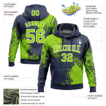 Laden Sie das Bild in den Galerie-Viewer, Custom Stitched Navy Neon Green-White 3D Pattern Design Abstract Brush Stroke Sports Pullover Sweatshirt Hoodie