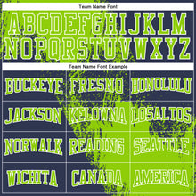 Laden Sie das Bild in den Galerie-Viewer, Custom Stitched Navy Neon Green-White 3D Pattern Design Abstract Brush Stroke Sports Pullover Sweatshirt Hoodie