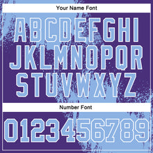 Laden Sie das Bild in den Galerie-Viewer, Custom Stitched Purple Light Blue-White 3D Pattern Design Abstract Brush Stroke Sports Pullover Sweatshirt Hoodie