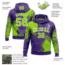 Laden Sie das Bild in den Galerie-Viewer, Custom Stitched Purple Neon Green-White 3D Pattern Design Abstract Brush Stroke Sports Pullover Sweatshirt Hoodie
