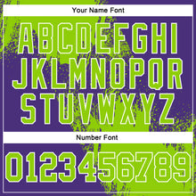 Laden Sie das Bild in den Galerie-Viewer, Custom Stitched Purple Neon Green-White 3D Pattern Design Abstract Brush Stroke Sports Pullover Sweatshirt Hoodie