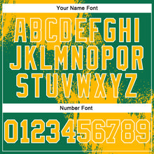 Laden Sie das Bild in den Galerie-Viewer, Custom Stitched Kelly Green Gold-White 3D Pattern Design Abstract Brush Stroke Sports Pullover Sweatshirt Hoodie