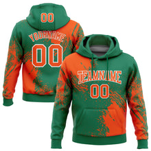 Laden Sie das Bild in den Galerie-Viewer, Custom Stitched Kelly Green Orange-White 3D Pattern Design Abstract Brush Stroke Sports Pullover Sweatshirt Hoodie