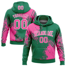 Laden Sie das Bild in den Galerie-Viewer, Custom Stitched Kelly Green Pink-White 3D Pattern Design Abstract Brush Stroke Sports Pullover Sweatshirt Hoodie