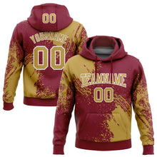 Charger l'image dans la galerie, Custom Stitched Crimson Old Gold-White 3D Pattern Design Abstract Brush Stroke Sports Pullover Sweatshirt Hoodie