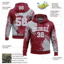 Charger l'image dans la galerie, Custom Stitched Crimson Gray-White 3D Pattern Design Abstract Brush Stroke Sports Pullover Sweatshirt Hoodie