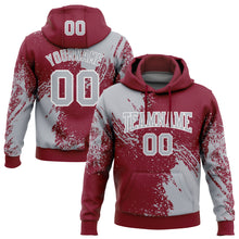 Charger l'image dans la galerie, Custom Stitched Crimson Gray-White 3D Pattern Design Abstract Brush Stroke Sports Pullover Sweatshirt Hoodie