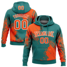 Laden Sie das Bild in den Galerie-Viewer, Custom Stitched Teal Orange-White 3D Pattern Design Abstract Brush Stroke Sports Pullover Sweatshirt Hoodie