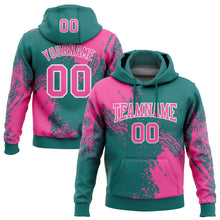Laden Sie das Bild in den Galerie-Viewer, Custom Stitched Teal Pink-White 3D Pattern Design Abstract Brush Stroke Sports Pullover Sweatshirt Hoodie