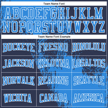 Laden Sie das Bild in den Galerie-Viewer, Custom Stitched Navy Powder Blue-White 3D Pattern Design Abstract Brush Stroke Sports Pullover Sweatshirt Hoodie