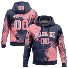Charger l'image dans la galerie, Custom Stitched Navy Medium Pink-White 3D Pattern Design Abstract Brush Stroke Sports Pullover Sweatshirt Hoodie