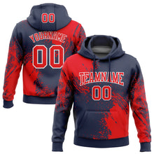 Charger l'image dans la galerie, Custom Stitched Navy Fire Red-White 3D Pattern Design Abstract Brush Stroke Sports Pullover Sweatshirt Hoodie