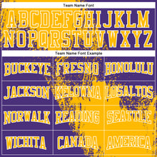 Laden Sie das Bild in den Galerie-Viewer, Custom Stitched Purple Gold-White 3D Pattern Design Abstract Brush Stroke Sports Pullover Sweatshirt Hoodie