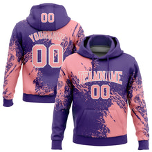 Laden Sie das Bild in den Galerie-Viewer, Custom Stitched Purple Medium Pink-White 3D Pattern Design Abstract Brush Stroke Sports Pullover Sweatshirt Hoodie