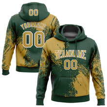 Laden Sie das Bild in den Galerie-Viewer, Custom Stitched Green Old Gold-White 3D Pattern Design Abstract Brush Stroke Sports Pullover Sweatshirt Hoodie
