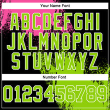 Laden Sie das Bild in den Galerie-Viewer, Custom Stitched Black Neon Green-Pink 3D Pattern Design Abstract Brush Stroke Sports Pullover Sweatshirt Hoodie