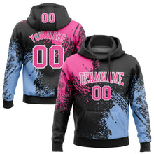 Laden Sie das Bild in den Galerie-Viewer, Custom Stitched Black Pink-Light Blue 3D Pattern Design Abstract Brush Stroke Sports Pullover Sweatshirt Hoodie