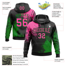 Laden Sie das Bild in den Galerie-Viewer, Custom Stitched Black Pink-Grass Green 3D Pattern Design Abstract Brush Stroke Sports Pullover Sweatshirt Hoodie