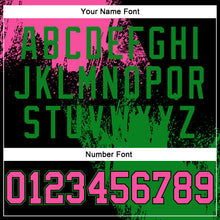 Laden Sie das Bild in den Galerie-Viewer, Custom Stitched Black Pink-Grass Green 3D Pattern Design Abstract Brush Stroke Sports Pullover Sweatshirt Hoodie