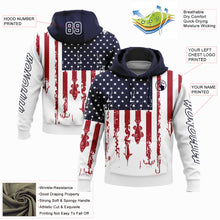 Charger l'image dans la galerie, Custom White Navy-Red 3D American Flag And Fish Hook Fishing Sports Pullover Sweatshirt Hoodie