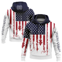 Charger l'image dans la galerie, Custom White Navy-Red 3D American Flag And Fish Hook Fishing Sports Pullover Sweatshirt Hoodie
