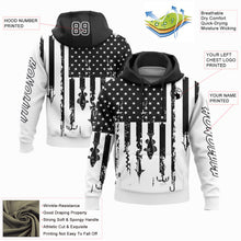 Charger l'image dans la galerie, Custom White Black 3D American Flag And Fish Hook Fishing Sports Pullover Sweatshirt Hoodie
