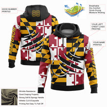 Charger l'image dans la galerie, Custom Gold Black-Red 3D Maryland Flag And Fish Hook Fishing Sports Pullover Sweatshirt Hoodie